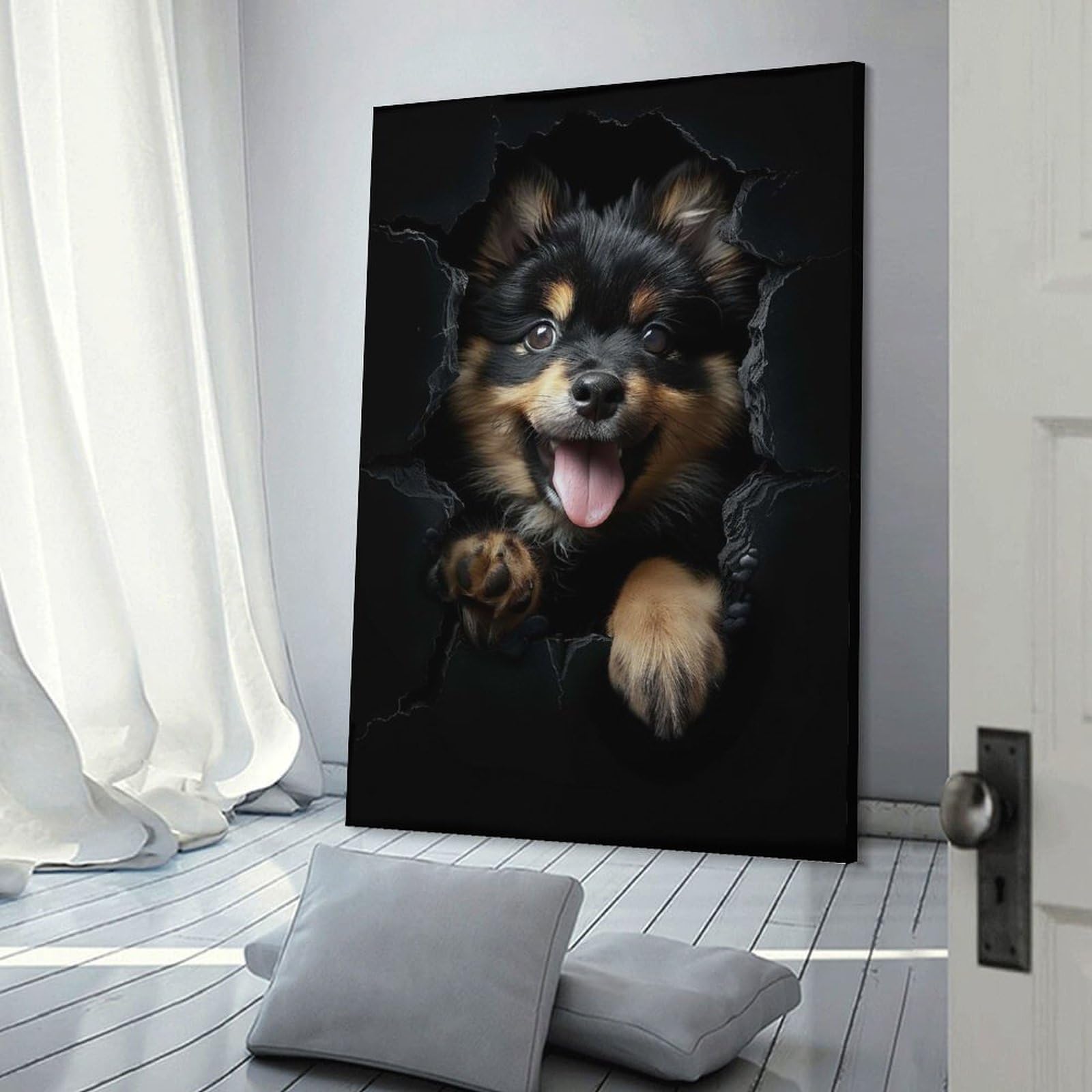 Junmoney Finnish Lapphund Canvas Art Print, 24x36inch(60x90cm), for Wall Displays, Bedrooms Or Room Updates, Home Wall Art for Statement Displays
