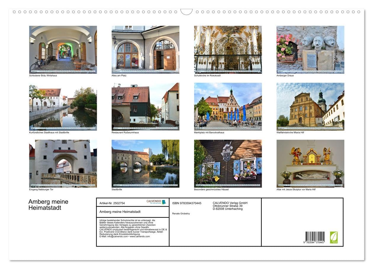 CALVENDO · Amberg meine Heimatstadt (Kalender 2027) | DIN A2 Querformat · Wandkalender · Herz der Oberpfalz bietet Barock und Moderne für Jedermann
