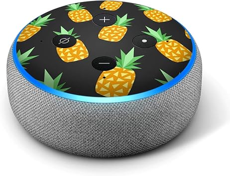 Pineapples Dark Background - Vinyl Decal Skin Compatible with Amazon Echo Dot 3rd Generation Alexa - Decorations for Your Smart Home Speakers, Great Gift for mom, dad, Birthday, Kids