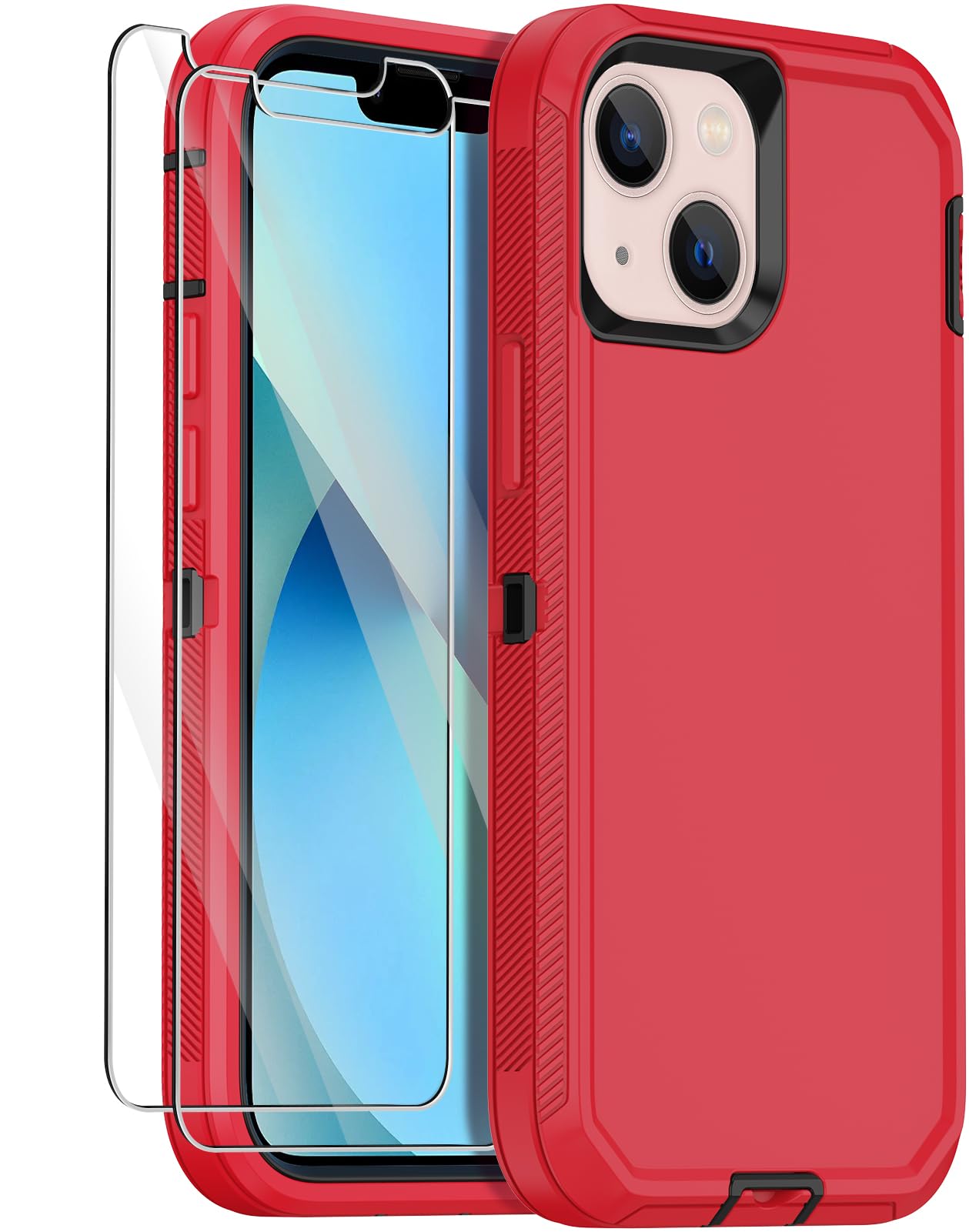 Annymall for iPhone 13 Mini Case with 2 Screen Protector,Shockproof Drop Protection Full Body Heavy Duty 3 Layer Military Rugged Durable Phone Cover