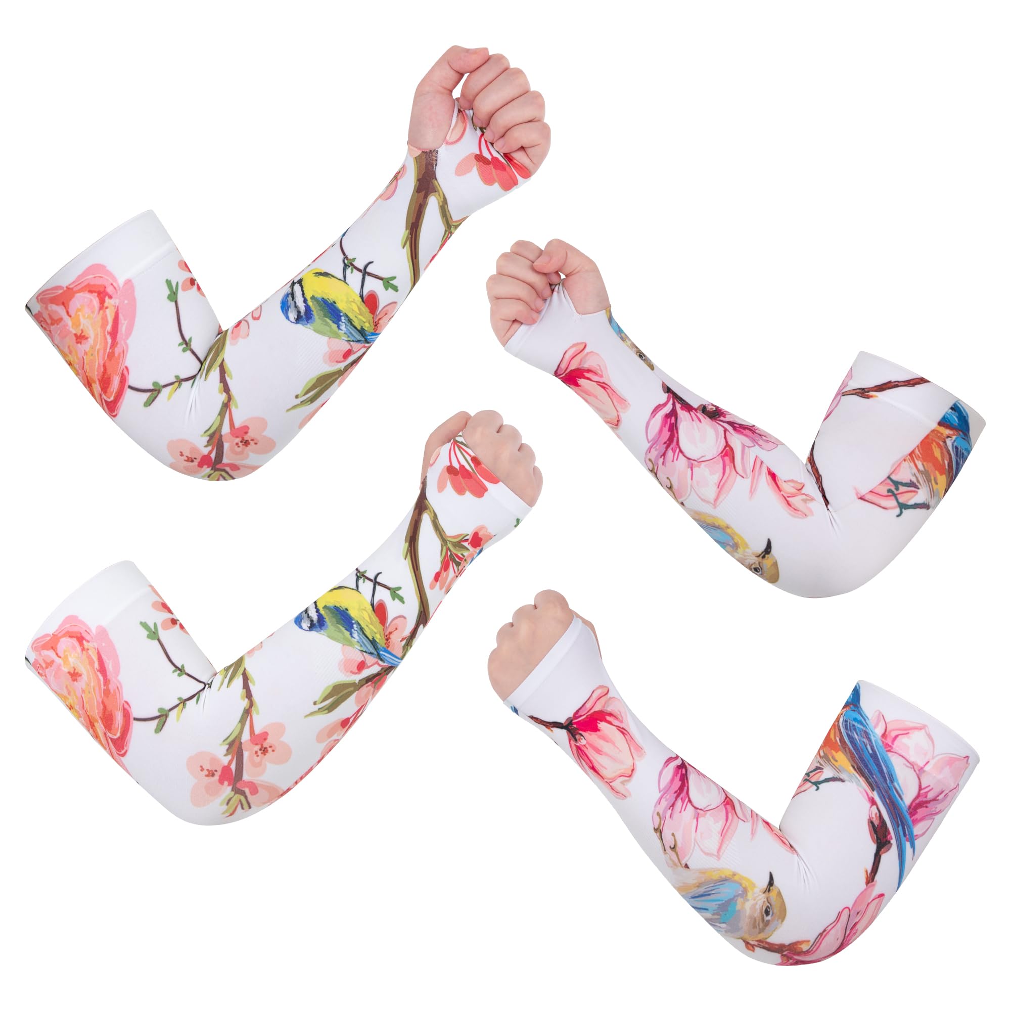 2 Pairs Gardening Sleeves Women with Thumb Hole, Cooling Arm Sleeves Sun Protection for Farming, Driving, Running