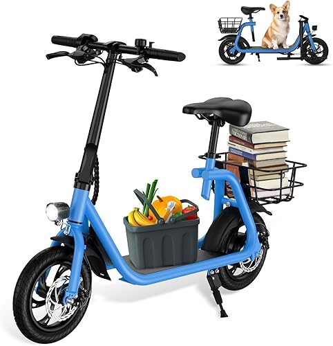Vista 44 de SEHOMY Folding Electric Scooter with Seat for Adults, 15.5MPH, 20-Mile Range, 36V Battery, 12" Pneumatic Tire, Portable 450W Electric Scooters