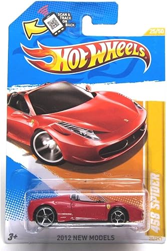 Hot Wheels 2012 Nuevos Modelos 2550 025 Ferrari 458 Spider Rojo Convertible