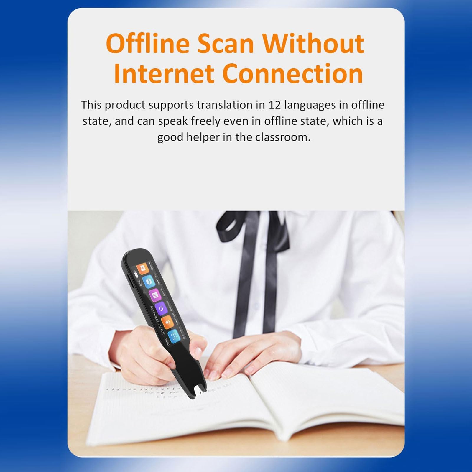 Mehrsprachiger Übersetzerstift, Online-Offline-Textscanner für 131 Sprachen, Aufnahmefunktion, Ideal für Reisen, Studium und Arbeit