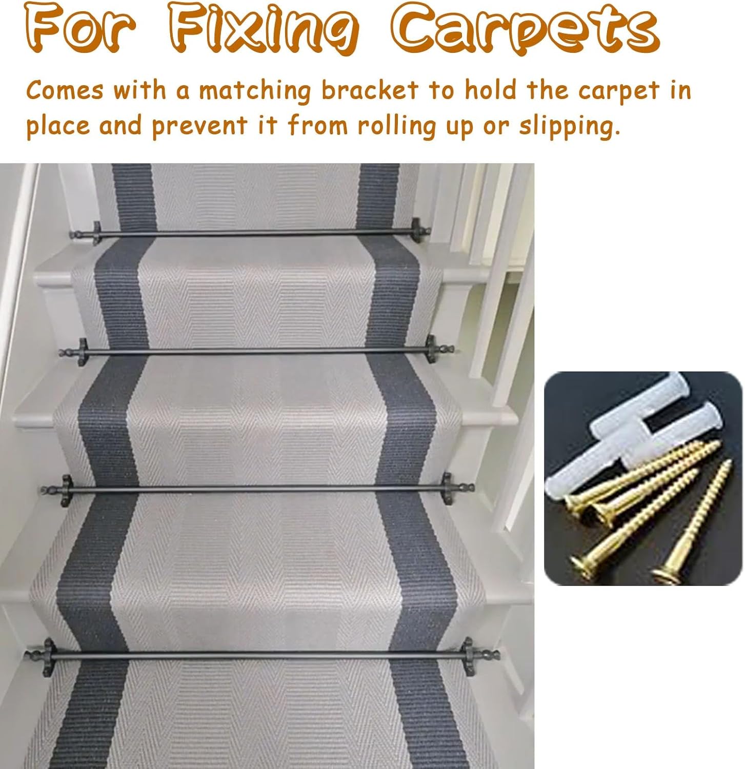 Round Brass Stair Rods for Carpet Holders - Set of 1-16 Pcs, Safety Runner Tubing for Wooden Steps, Durable Carpet Runners for Home & Commercial Stairs (1pc, 26in/66cm)