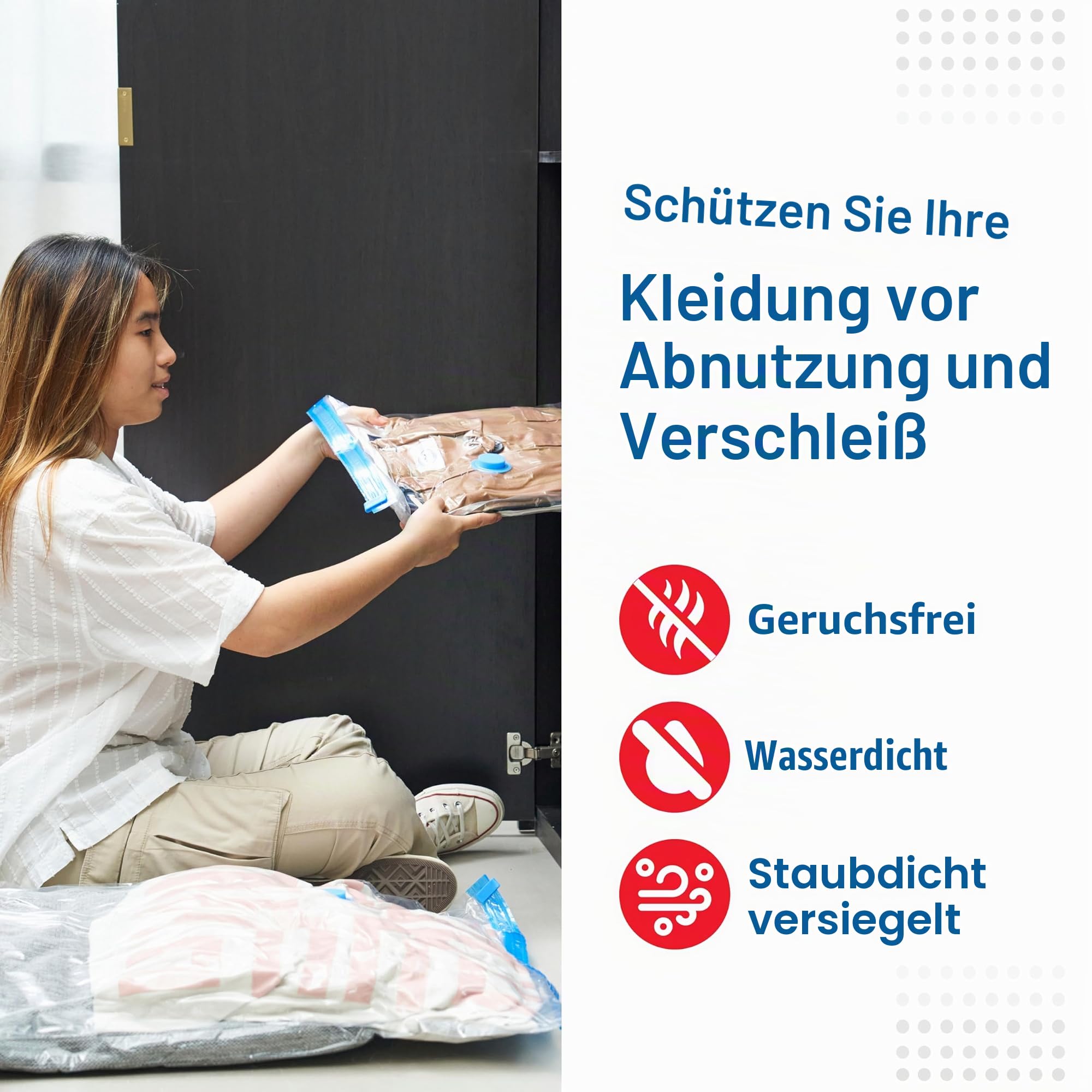 Spacesaver Hochwertige Vakuumbeutel für Kleidung, 80% mehr Stauraum Vakuum Aufbewahrungsbeutel mit Reise Pumpe Doppelreißverschluss und Dreifachdichtung, maximale Platzersparnis Jumbo-Größe 6 Pack