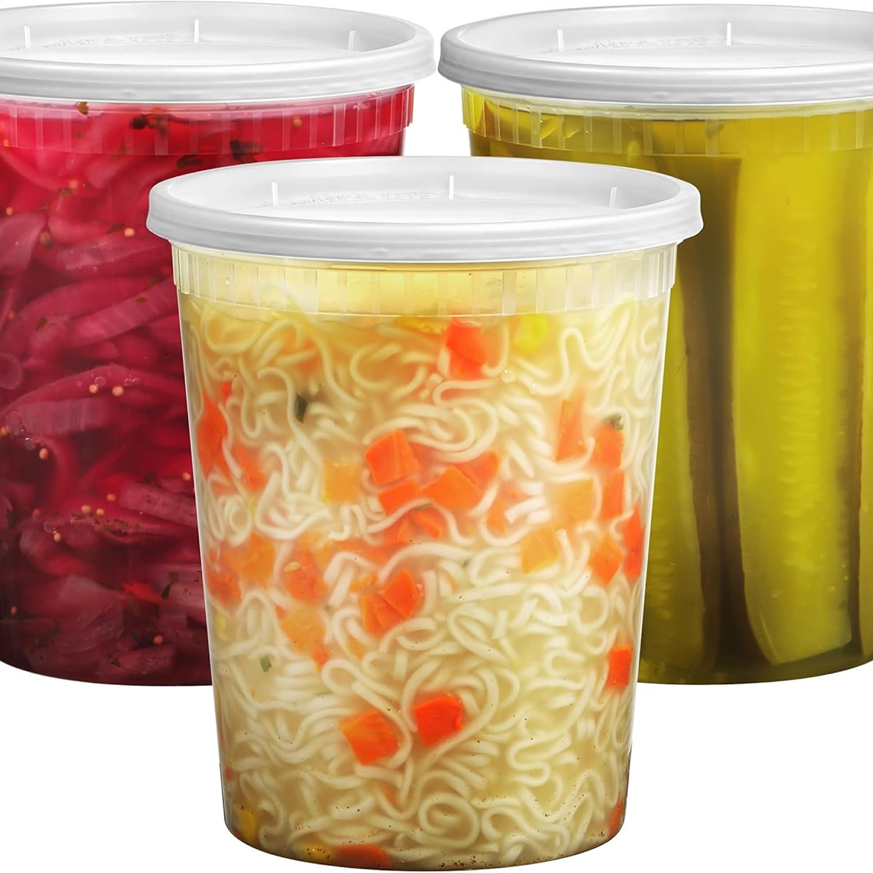 JoyServe 946,3 ml contenitori alimentari (36 set) – contenitori ermetici in plastica 1 L con coperchi, senza BPA, per asporto/meal prep/zuppe, adatti a freezer, microonde e lavastoviglie
