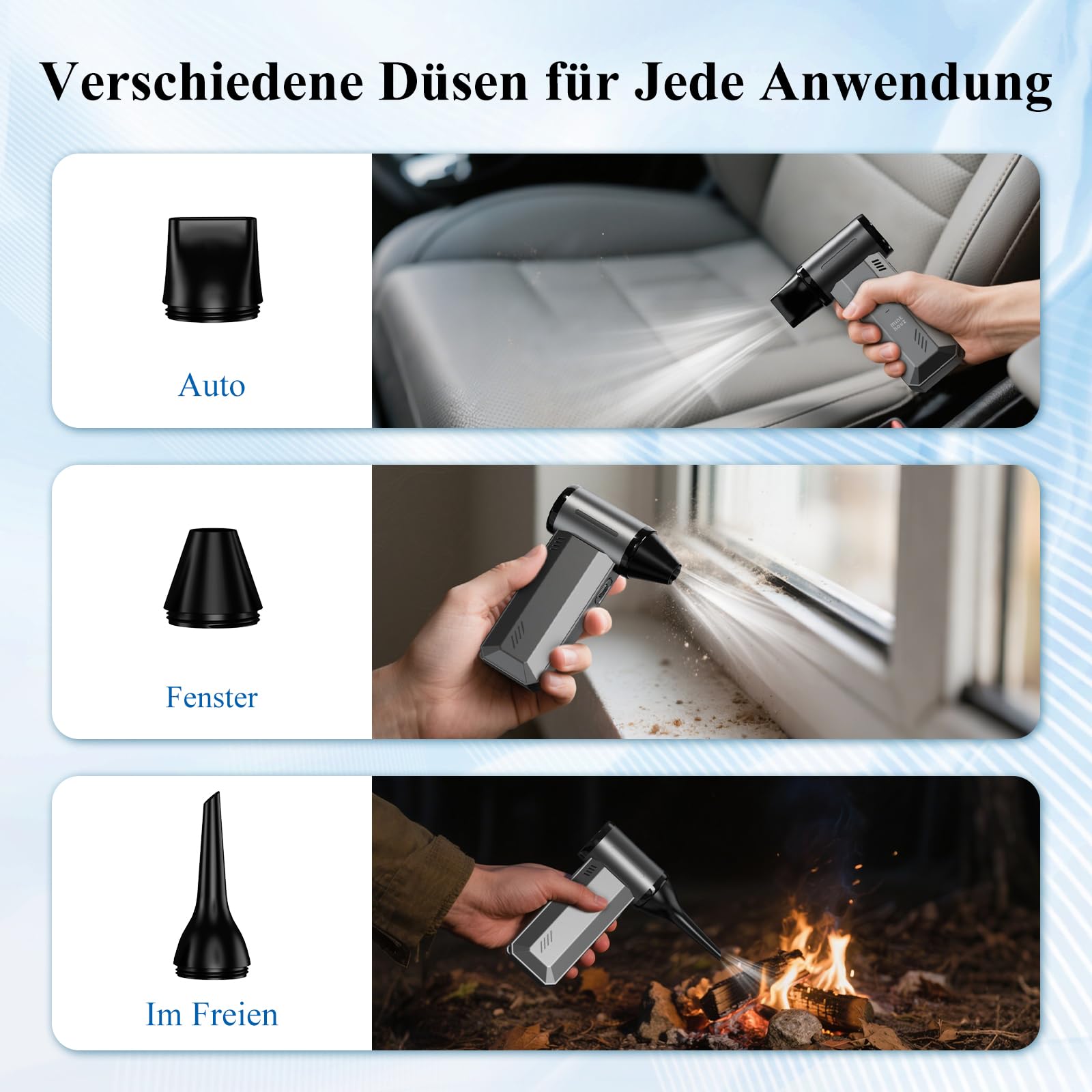 Minthouz Elektrische Staubgebläse Druckluftspray, 180000 U/min Electric Air Duster Wiederaufladbare Mini Akku Gebläse Super Power Turbo Luftgebläse für PC, Tastatur, Den Außenbereich, Auto