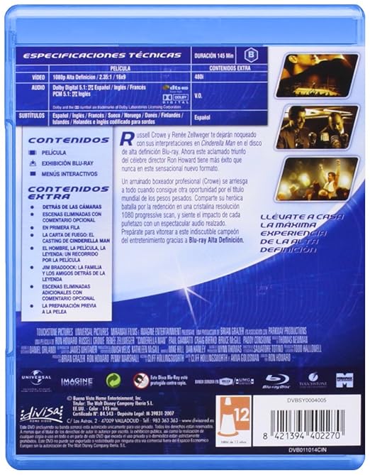 Cinderella man (El hombre que no se dejó tumbar) [Blu-ray]: Amazon.es: Russell Crowe, Renee Zellweger, Craig Bierko, Bruce McGill, Connor Price, David Huband, Ron Howard, Russell Crowe, Renee Zellweger: Películas y TV