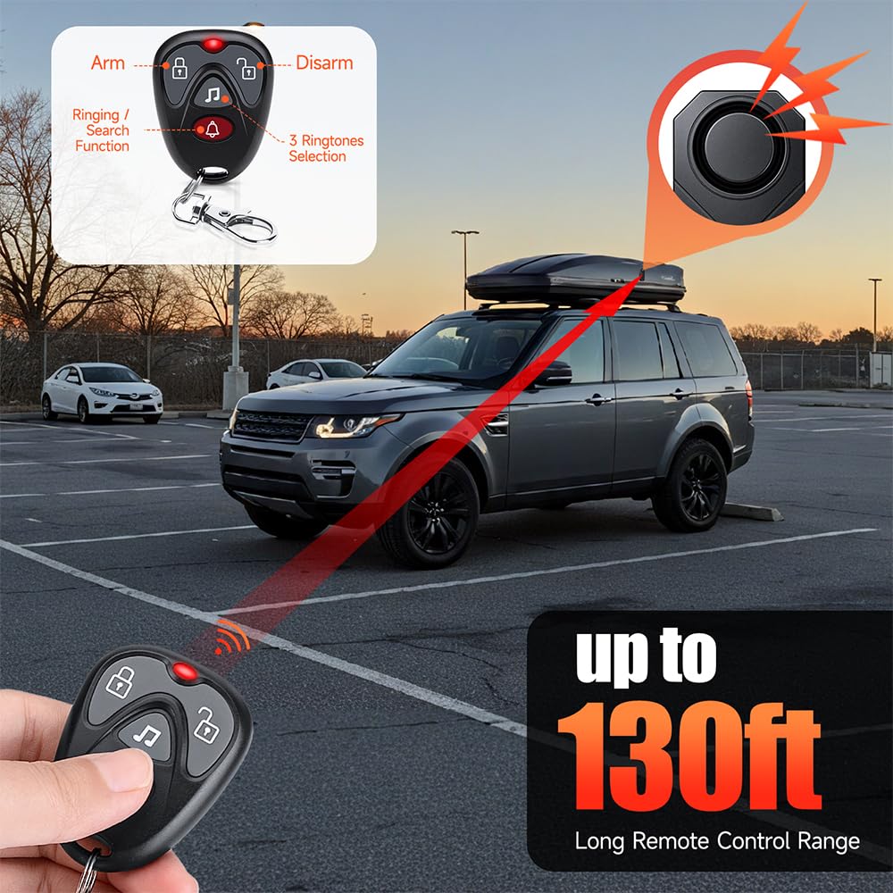 WSDCAM Allarme per bicicletta con montaggio a vite a distanza, ricaricabile 113 dB, allarme per bicicletta, impermeabile IP65, antifurto per bici elettriche, moto, scooter, equitazione all'aperto e