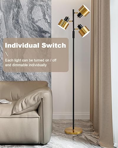 Miniatura 7 de OYEARS Lámpara de pie para sala de estar, iluminación brillante, alta y moderna, industrial, vintage, lámparas de esquina de pie, luz LED, luz de