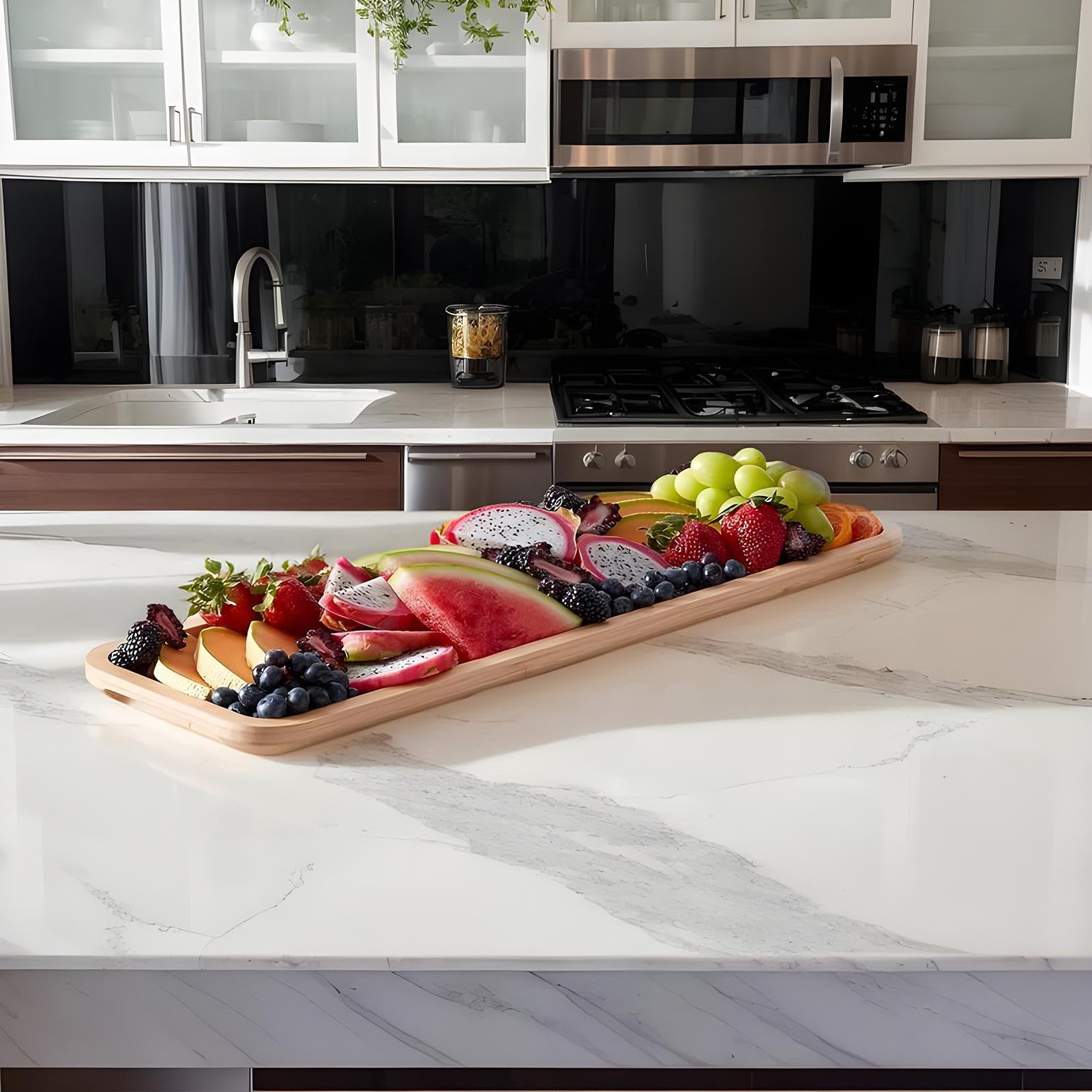Planche de service à charcuterie – Plateau de présentation alimentaire avec couvercle pour fêtes | Plateau en bois avec couvercle de protection transparent, organisateur de collations pour fromage