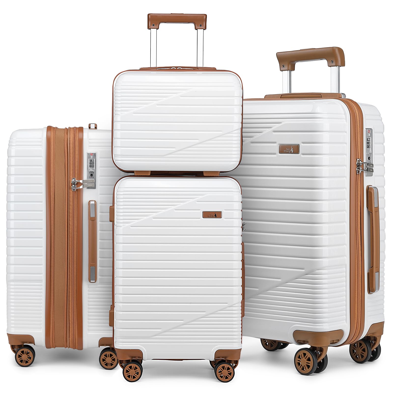 Sea choice Set di Valigie Rigide 4 Pezzi Trolley Valigia Espandibile Bagaglio a Mano Rigide in Policarbonato 8 Ruote Rotanti Valigia S-M-L-XL