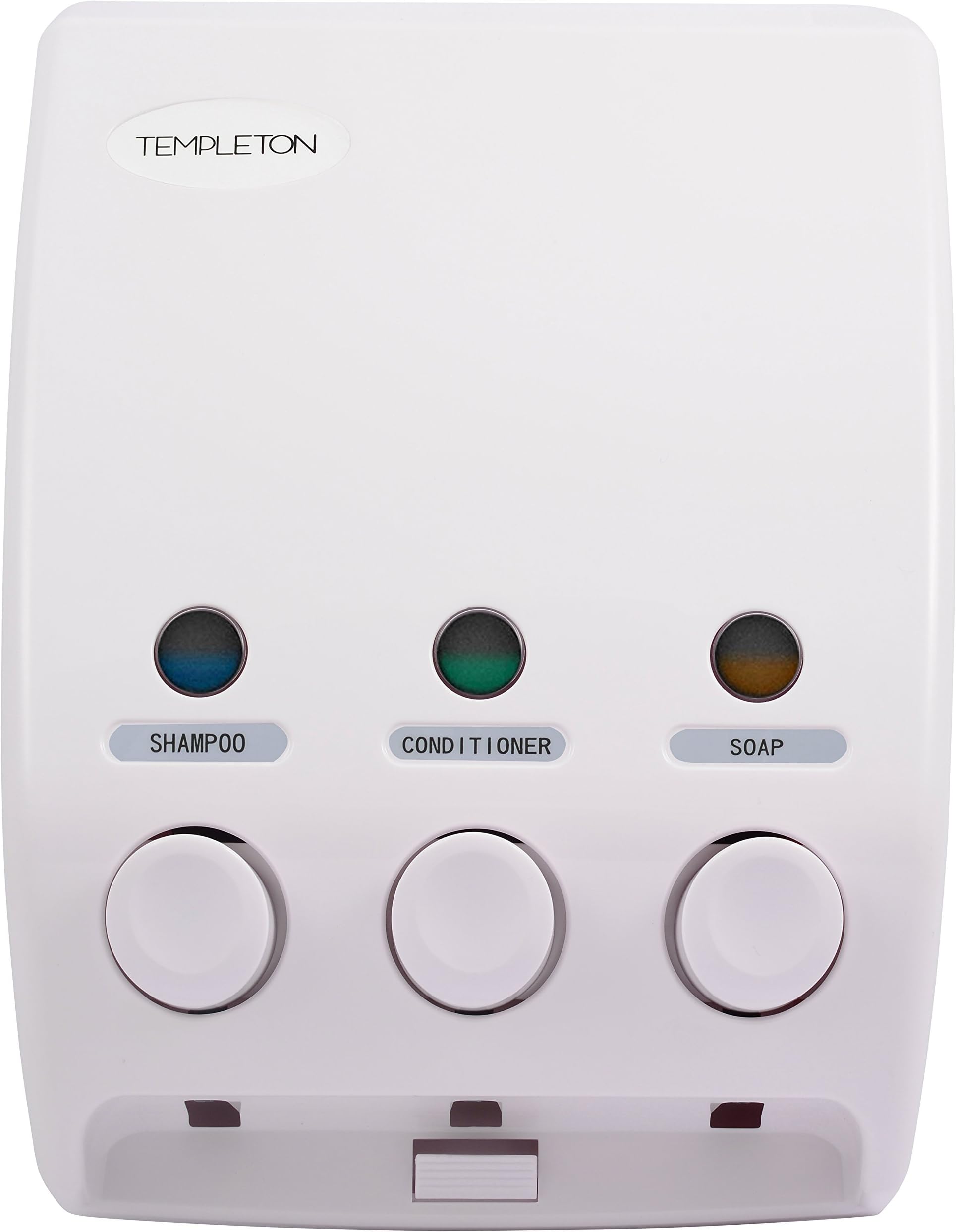 Templeton Three Chamber Shower Soap, Shampoo, Conditioner & Lotion Dispenser in White