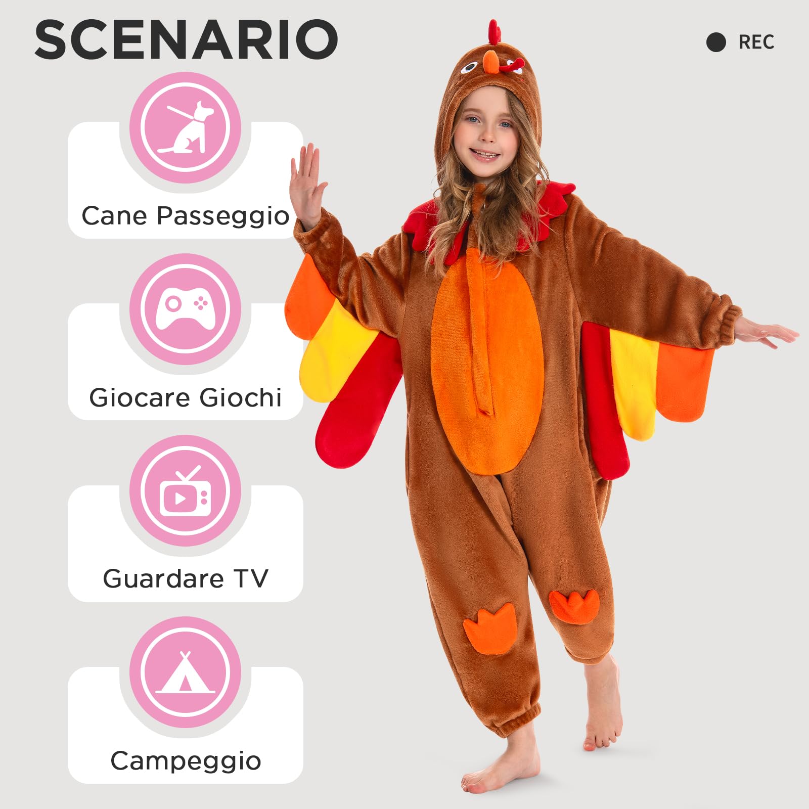 OLAOLA Pigiama Intero per Bambini Bambine Unisex Morbido Onesie Costume da Animale Pigiama per Carnevale Halloween Natale