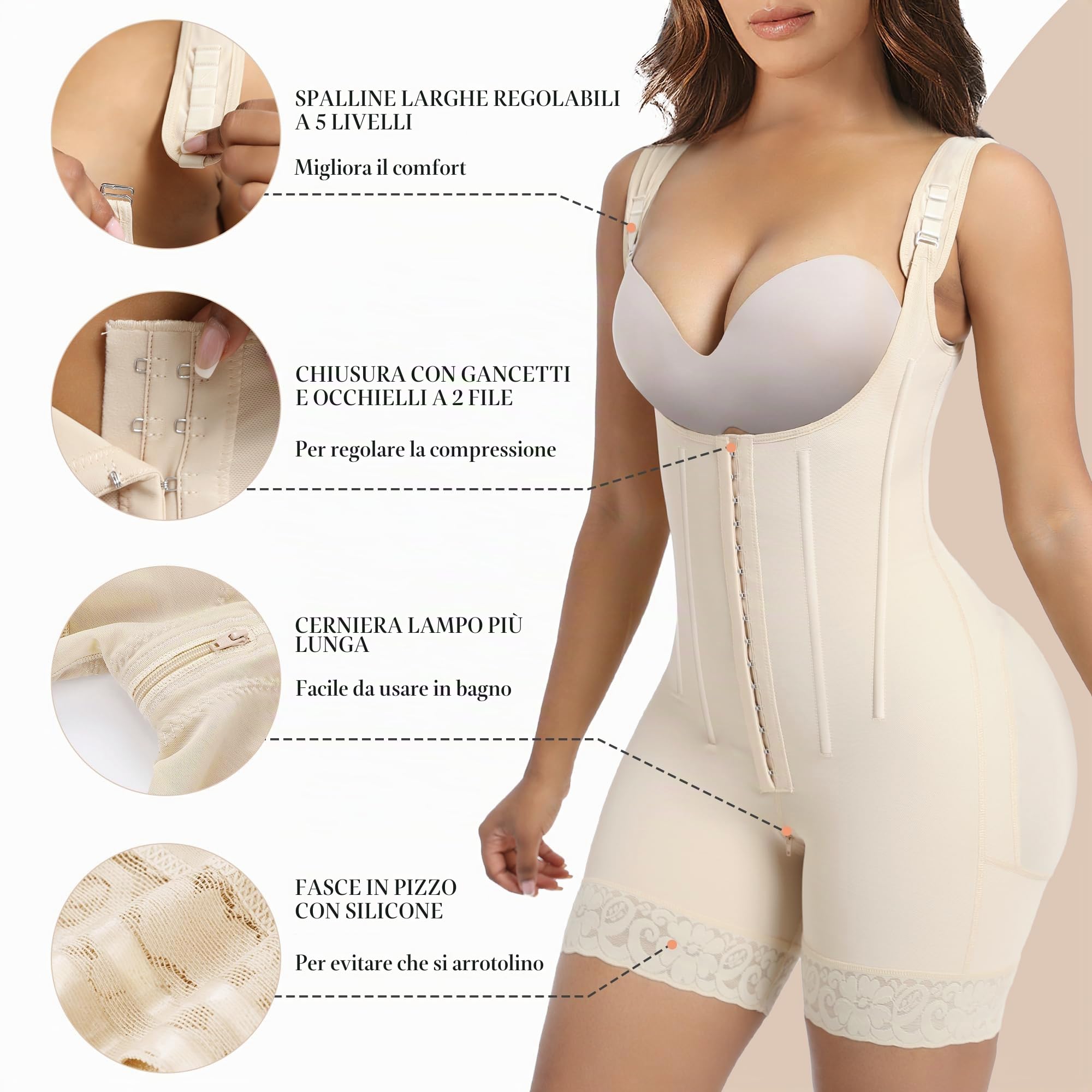 YIANNA Body Snellente Contenitivo Donna con Acciaio Stecche Pancera Modellante Guaina Contenitiva Shapewear Fajas Colombianas