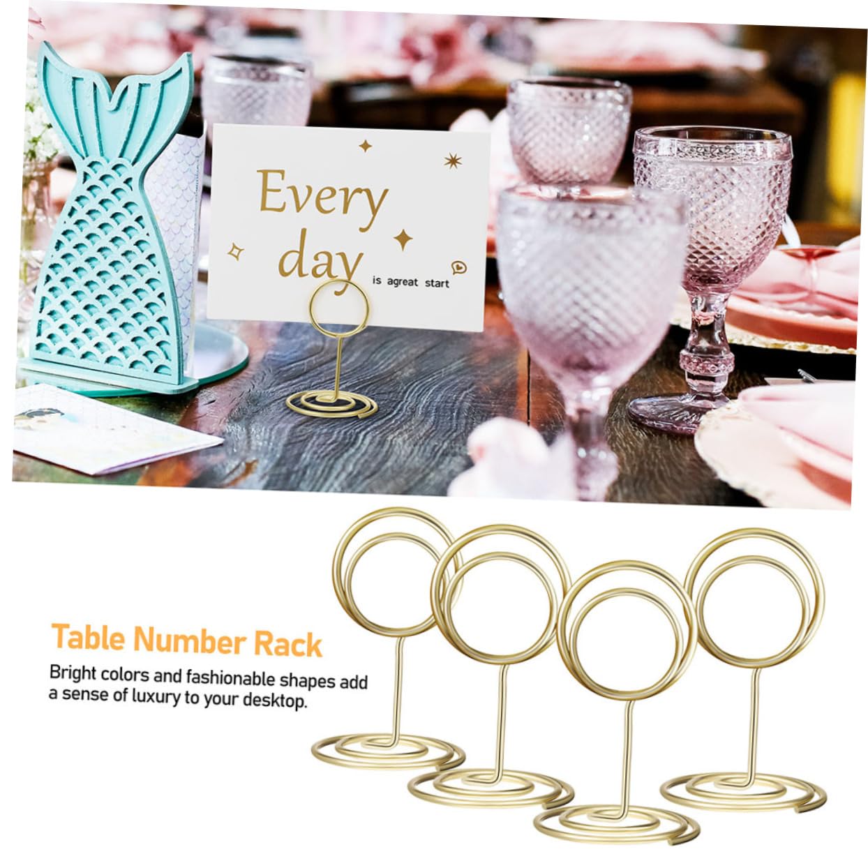 OUNONA 25Pcs Table Number Holders Elegant Picture Clips for Wedding Centerpieces Photo Displays Office Notes and Memorable Events Durable Memo Stands with Spiral Design