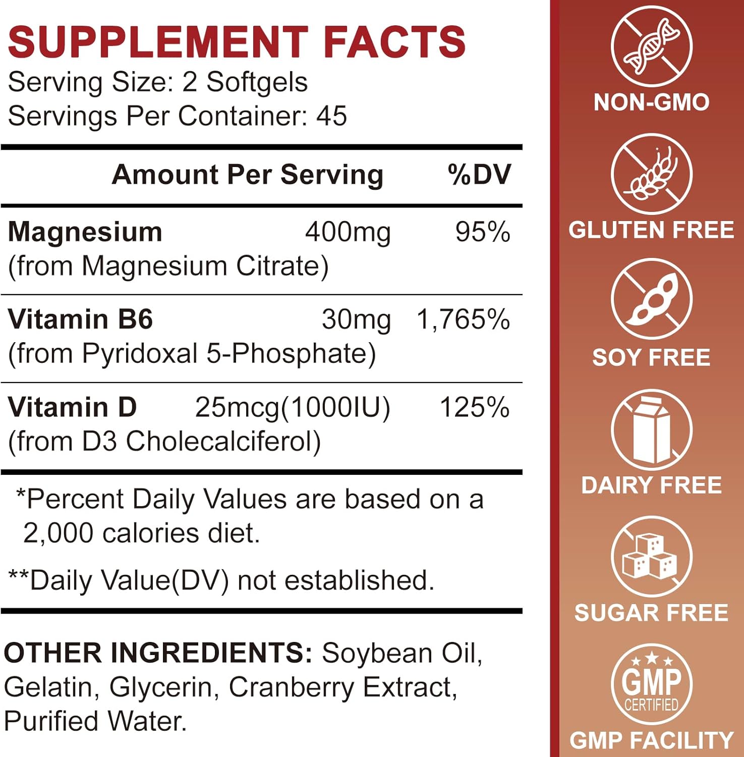 Magnesium Citrate 400mg, High Absorption Magnesium Citrate Supplement with Vitamin D3, Vitamin B6 and Cranberry Extract, Improved Night Quality Muscle & Bone for Women and Men, 135-Day Supply