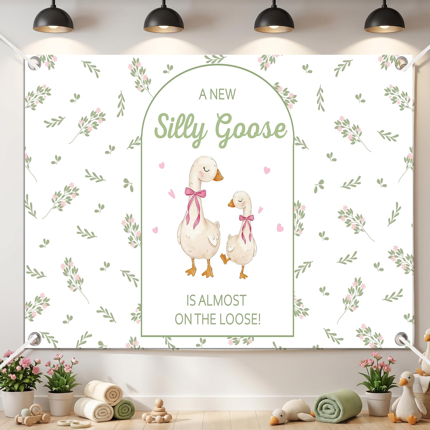 Photo 1 of NOVBAUB Silly Goose Baby Shower Backdrop 7x5ft