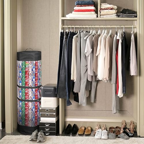 Miniatura 5 de ProPik Bolsa organizadora de papel de regalo para todos tus envoltorios y cintas de regalo, se adapta a rollos largos de 40 pulgadas, con capacidad