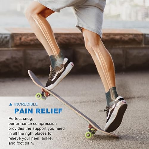 Miniatura 7 de Calcetines para fascitis plantar (6 pares) para hombres y mujeres, mangas de compresión para pies con soporte de arco y tobillo (gris oscuro,