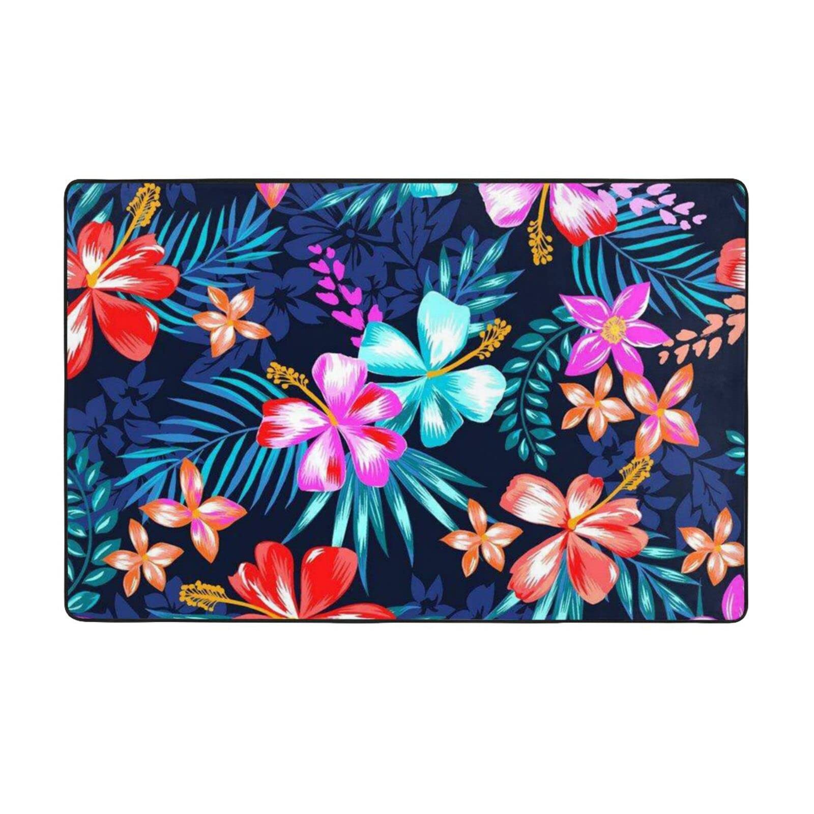 Tapis de chambre moderne et doux pour créer un espace cocooning floral bleu