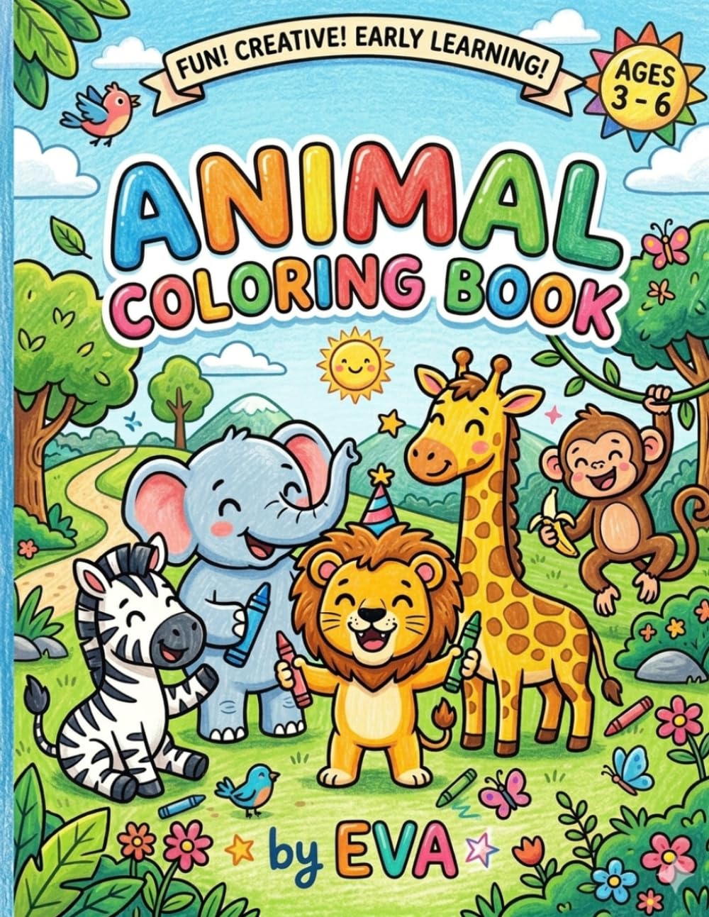 My First Animal Coloring Book for Kids: Fun, Easy, and Cute Animal Illustrations for Toddlers & Preschoolers to Color and Learn