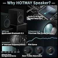 Vista 2 de Altavoces Bluetooth para estantería, 75 W, altavoz activo con woofer de 4 pulgadas, altavoz de alta fidelidad con aptX Bluetooth USB para el hogar