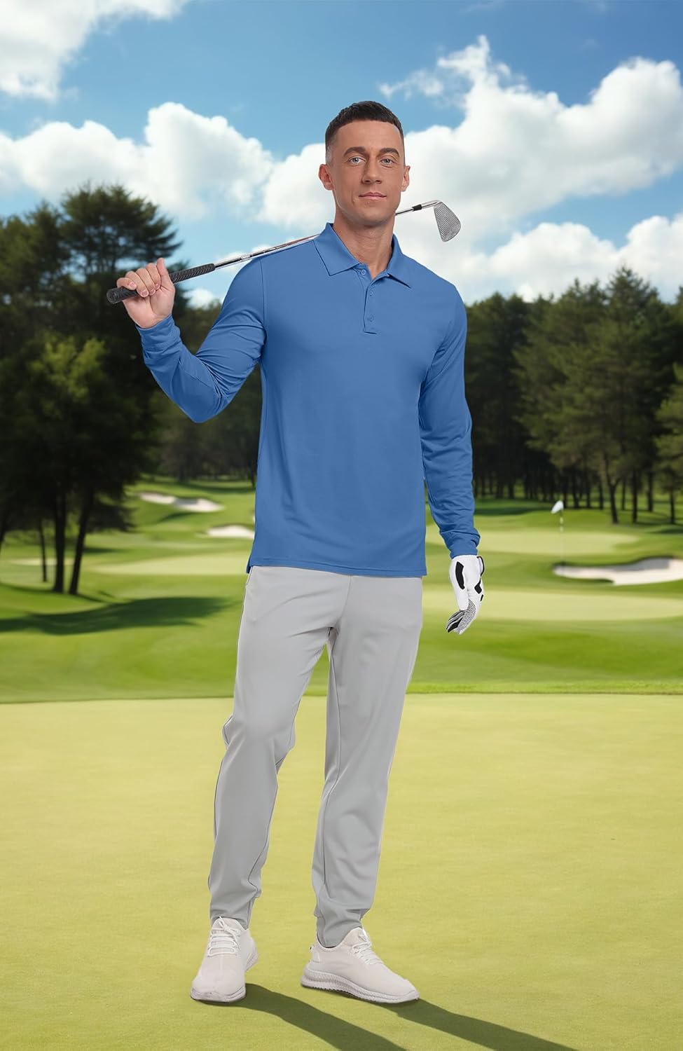 Askdeer Men's Golf Polo Shirts Long Sleeve UPF 50+ Performance Collar Shirts Lightweight Summer Casual Quick Dry Tee - Image 4