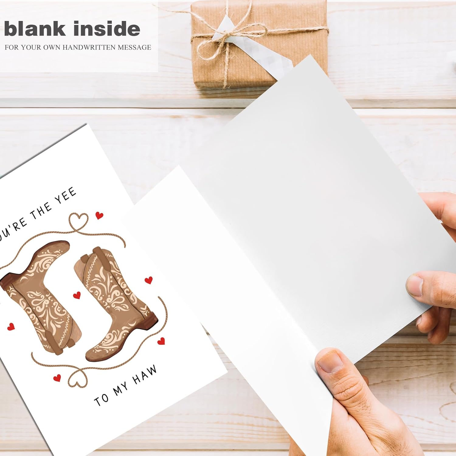 Cowboy Boots Valentine's Day Card for Him Her, Sweet Birthday Card for Husband Wife BF GF, Funny Western Anniversary Card Gift for Partner, You're the Yee to My Haw - Image 3