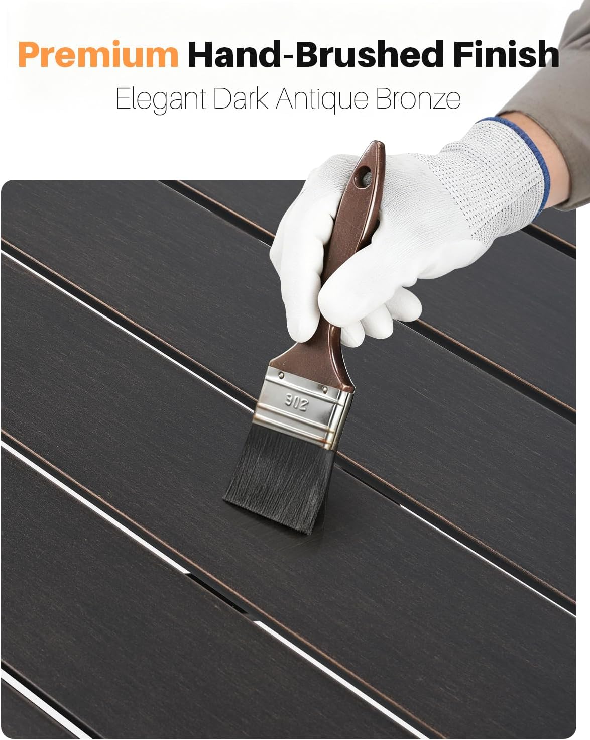 Outdoor Coffee Table, Never-Rust Aluminum Patio Coffee Table, Rectangle Outside Garden Table with Slatted Tabletop, All-Weather Outdoor Patio Furniture Table for Backyard, Porch, Dark Bronze