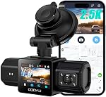 COOAU 2.5K Dual Dash Cam, Built-in GPS & Wi-Fi, 1440P Dash Cam Front and Inside with Infrared Night Vision, Dash Camera for Cars with Parking Mode, Loop Recording