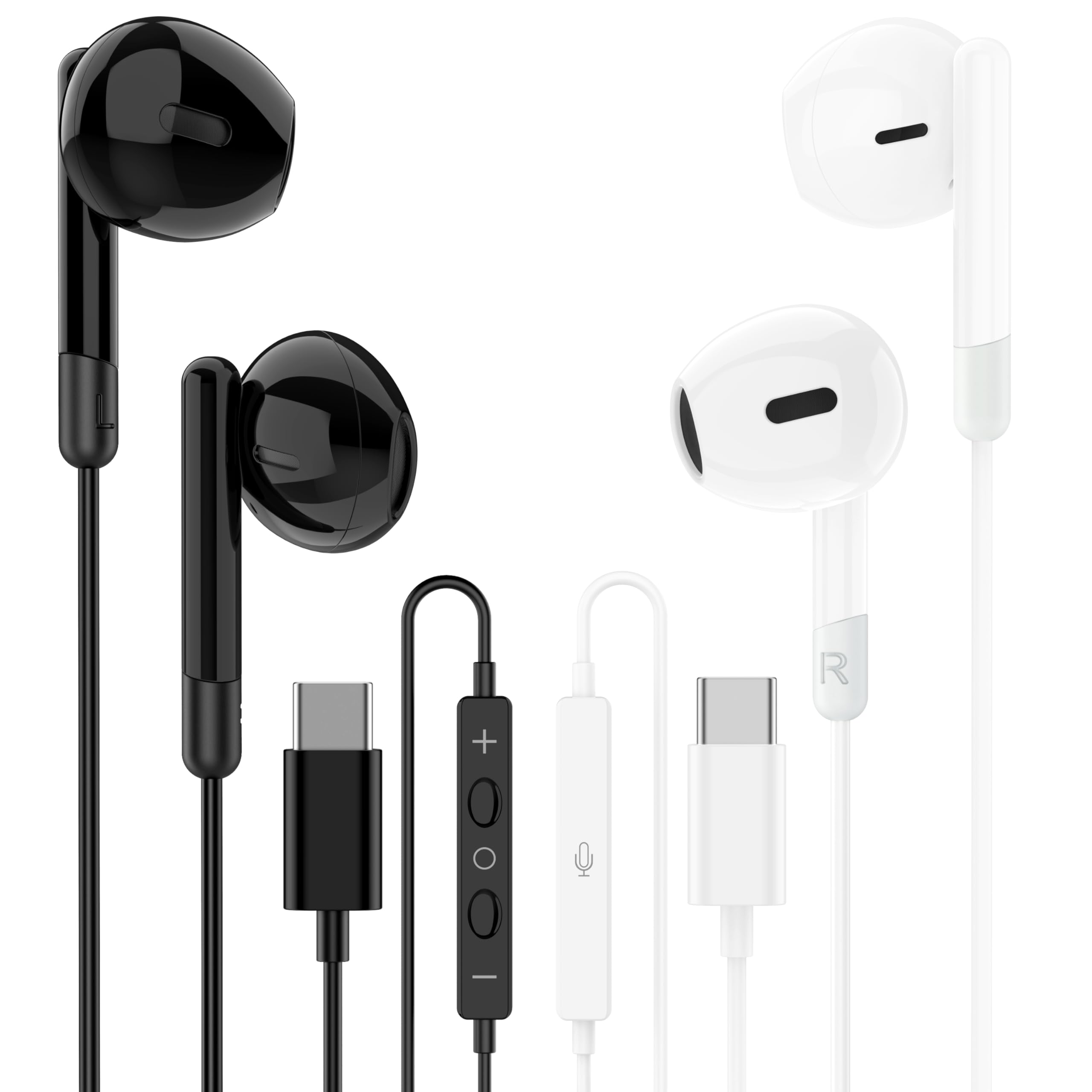 2 Pack USB C Headphones for iPhone 15/16/17 Pro Max,Wired Earbuds with Microphone & Volume Control,Type C Earphone Compatible with iPad Pro, Galaxy S25 S24 S23 S22 S21 S20 Ultra, Pixel 9/8/7