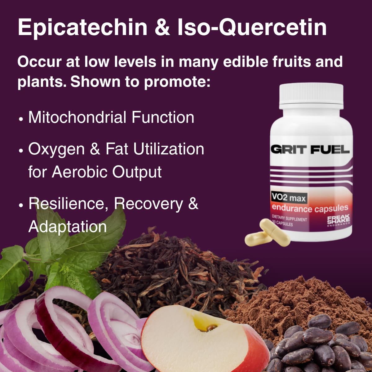 Freak Shake Grit Fuel Endurance Activator | Epicatechin & IsoQuercetin | Bioenergetic Optimizer for Cardio Training & Peak VO2 Max | 30 Day Supply — Amazon image 3