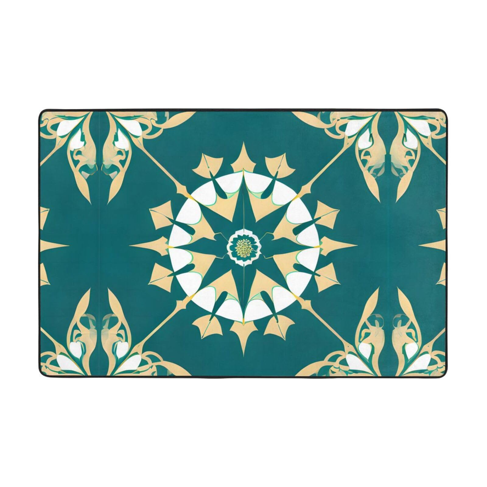 Tapis de sol en flanelle floral HYTTER 182x121 cm pour salon