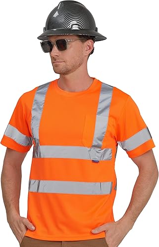AYKRM Hi Vis - Camiseta de seguridad reflectante ANSI Clase 3 de alta visibilidad (XS-6XL)