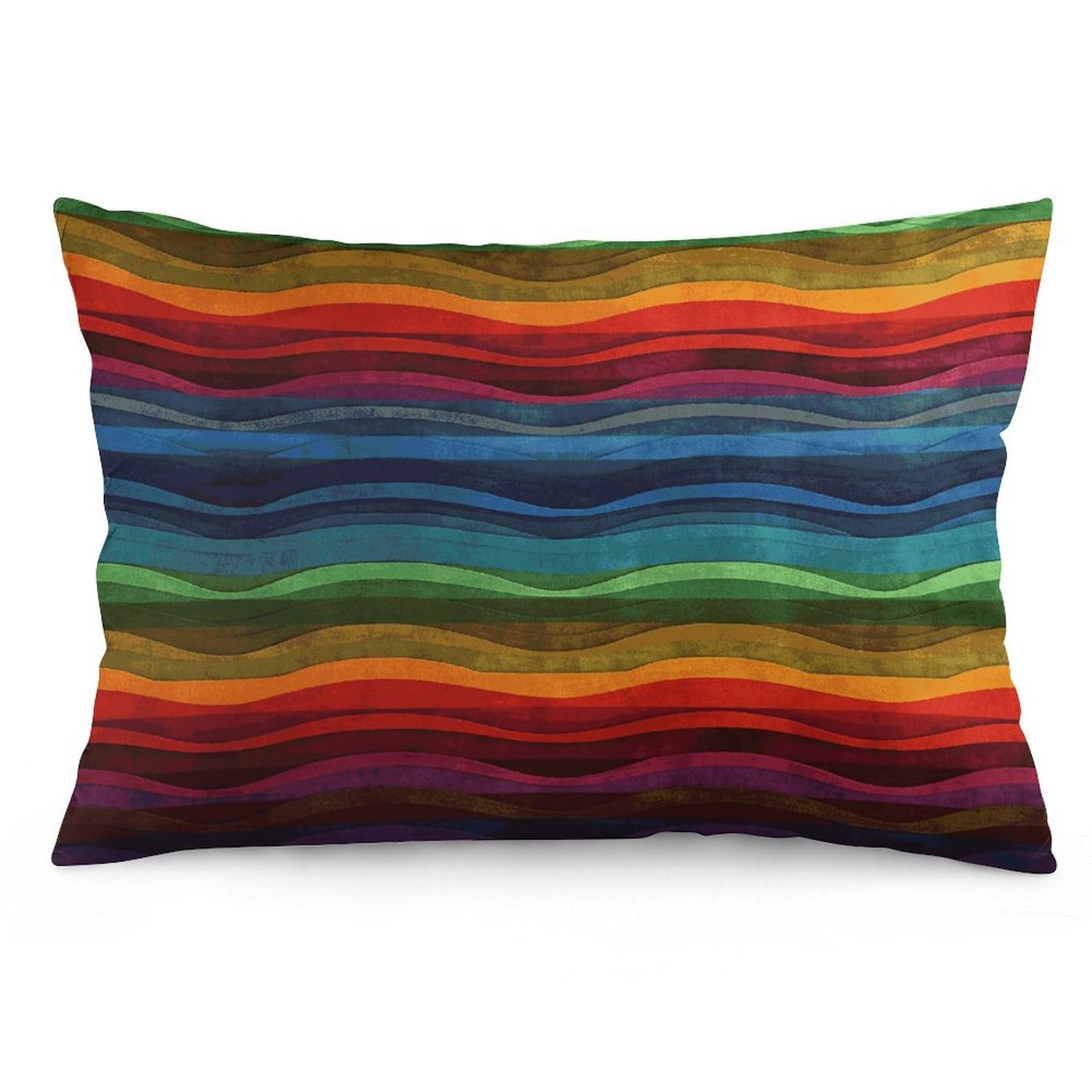Rainbow Throw Pillow Covers with Silent Zipper Polyester Pillow Protectors Removable Pillow Cases Soft Pillowcase Cozy Pillow Sham Cushion Cover for Sofa Car Bed 12 "x20