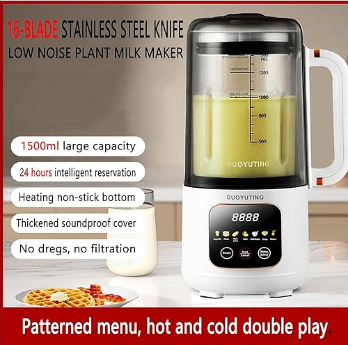 Miniatura 6 de Máquina de leche de soja de 47 onzas, máquina de leche de nueces, exprimidor de frutas, leche casera automática, leche de avena, leche de coco,