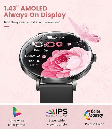 Miniatura 9 de LIGE Reloj inteligente ultrafino para mujer (respuestahacer llamadas), reloj inteligente con pantalla de 1.43 pulgadas con frecuencia cardíaca,