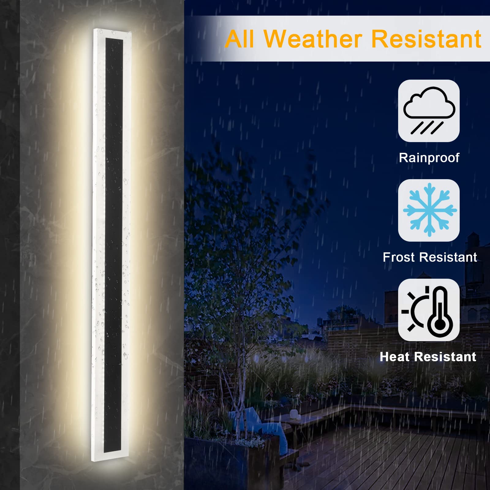 LIGHTOTECH Modern LED Outdoor Sconce 32inch 24W Indoor and Outdoor Wall-Mounted Lamp Fixture with Frosted Acrylic for Bedroom Living Room Courtyard Porch