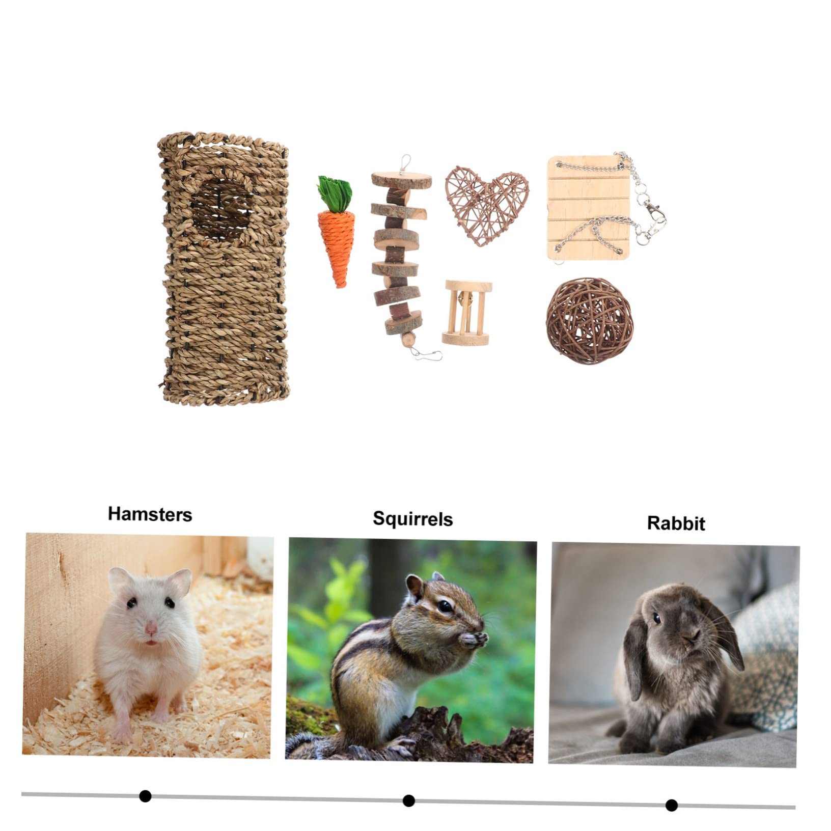 DOITOOL 1satz Teiliges Set Mit Kauspielzeugen Für Hasen Hamster Und Meerschweinchen Natürliche Holzspielzeuge Zur Zahnpflege Und Beschäftigung Für Kleintiere Gegen Langeweile Bewegung