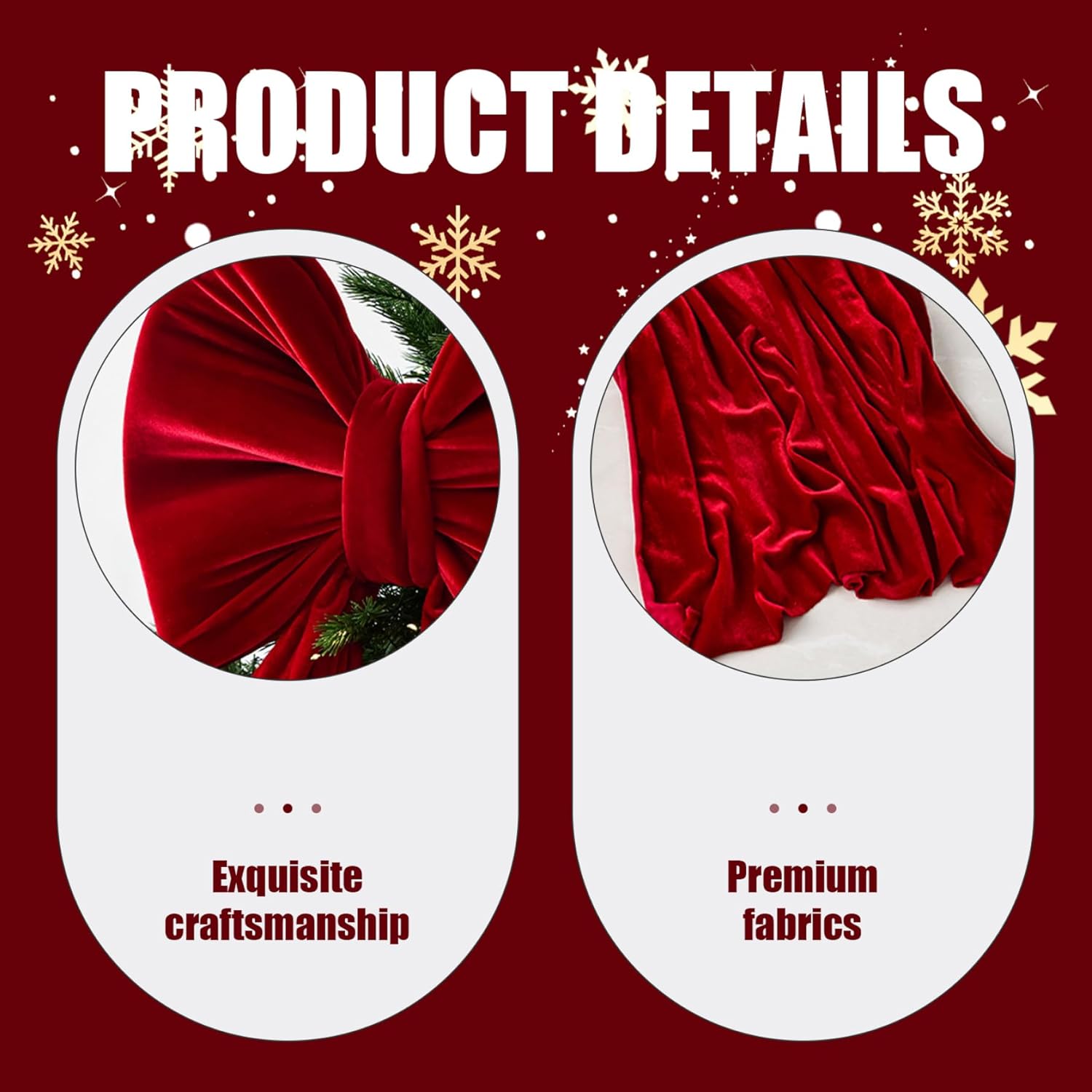 Christmas Tree Topper Bow, 87 Inch Extra Large Red Velvet Bows for Home Christmas Tree Toppers Wreath Wall Room Party Holiday Decor Supplies, Velvet Bows for