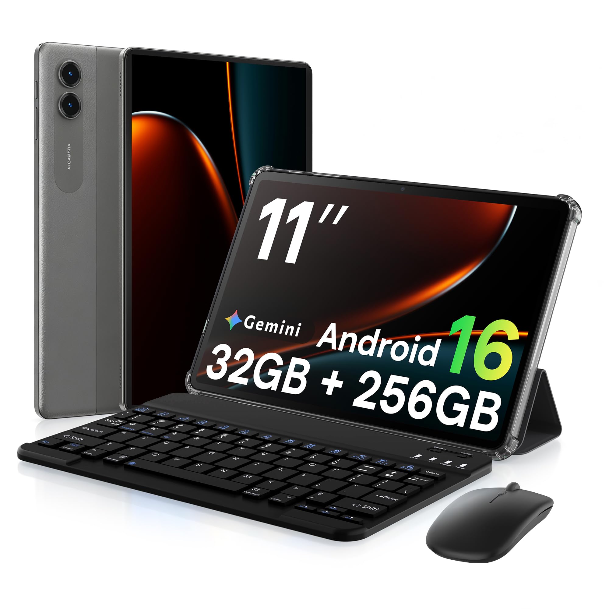Tablet 11 Zoll Android 16 mit Tastatur, 32GB+256GB, 2TB, 90Hz, 8000mAh | Tablet mit Tastatur und Stift | 90Hz Augenschutz | Gemini AI | 12+ Std. Akku | 4 Jahre Garantie