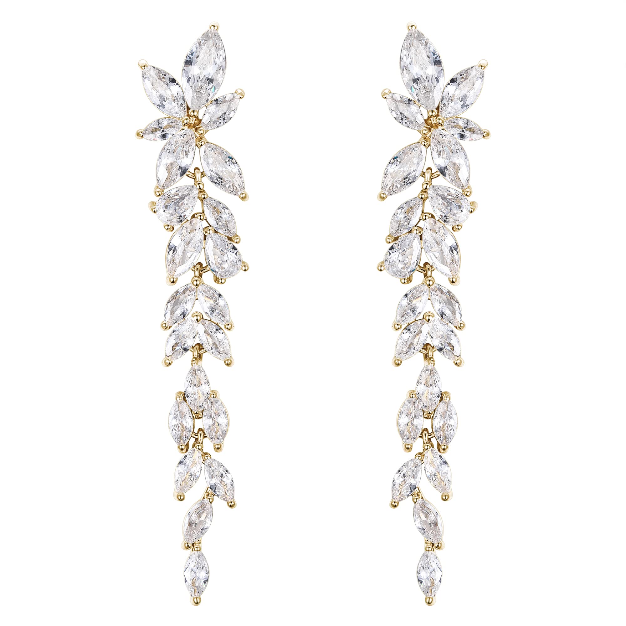 EVER FAITH Pendientes Mujer Circonita Cúbica en Forma de Marquesa Araña de Cristal Aretes Colgantes para Boda Novia