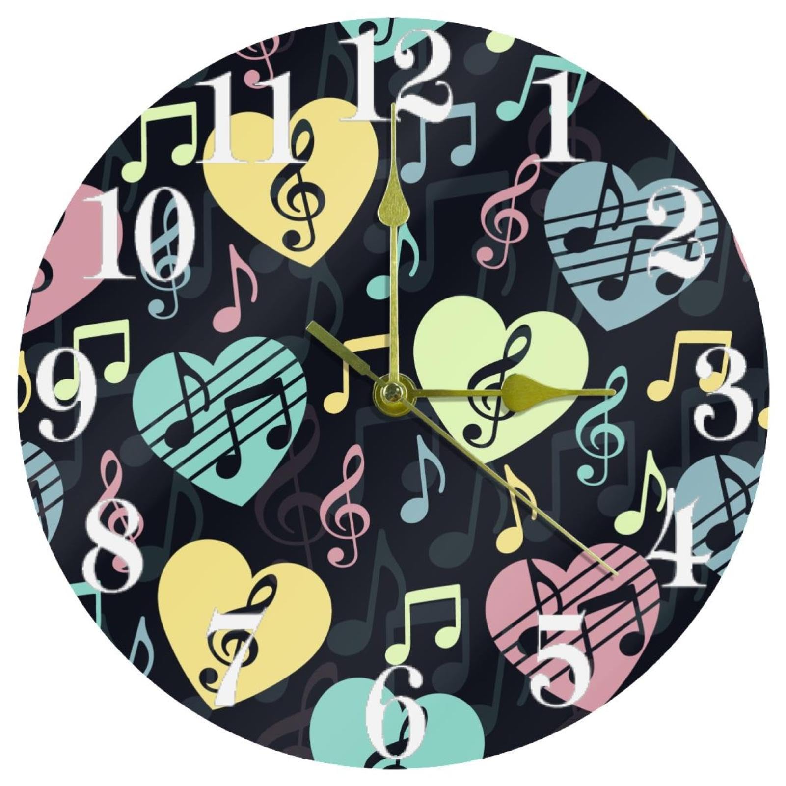Horloge murale musicale silencieuse à quartz sans tic tac pour chambre et salon