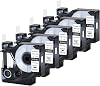 12 Industrial Permanent Polyester Compatible for Dymo Rhino 4200 5200 18483 Label Tape Black on White 12 x 18 for Rhino 5000 6000 3M PL300 Industrial Label Makers, 5 Pack