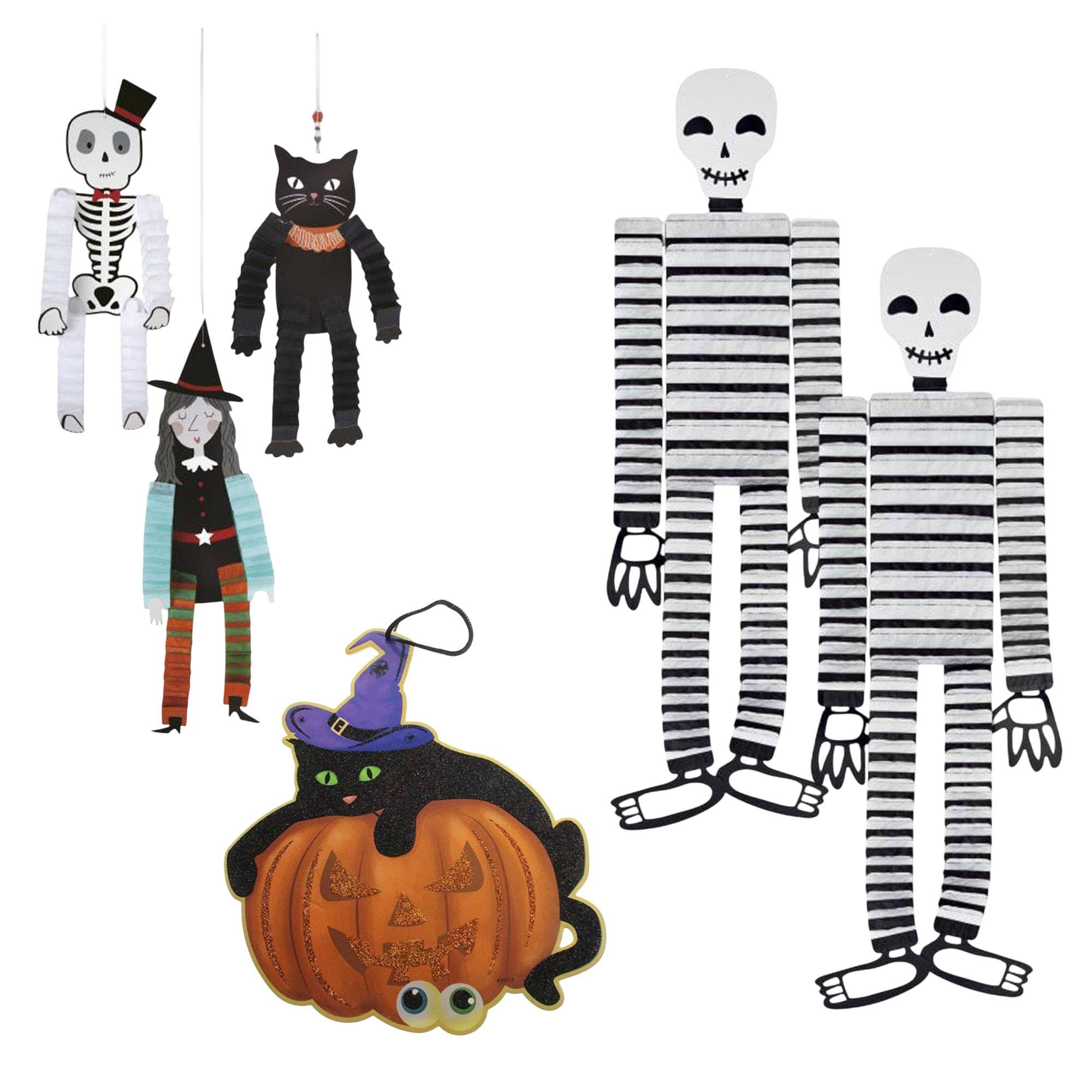 Well Home Halloween Decoration: 4 Hanging Figurines + 2 Skeletons