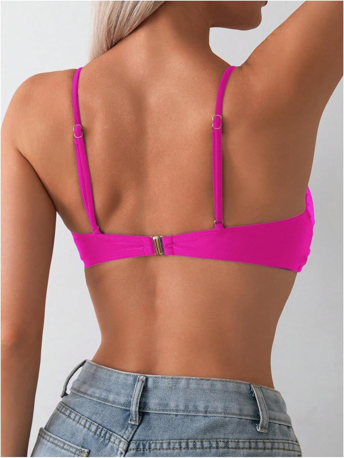 SOLY HUX Women's Twist Front Bikini Top V Neck Spaghetti Strap Swim Tops Bathing Suit - Image 2