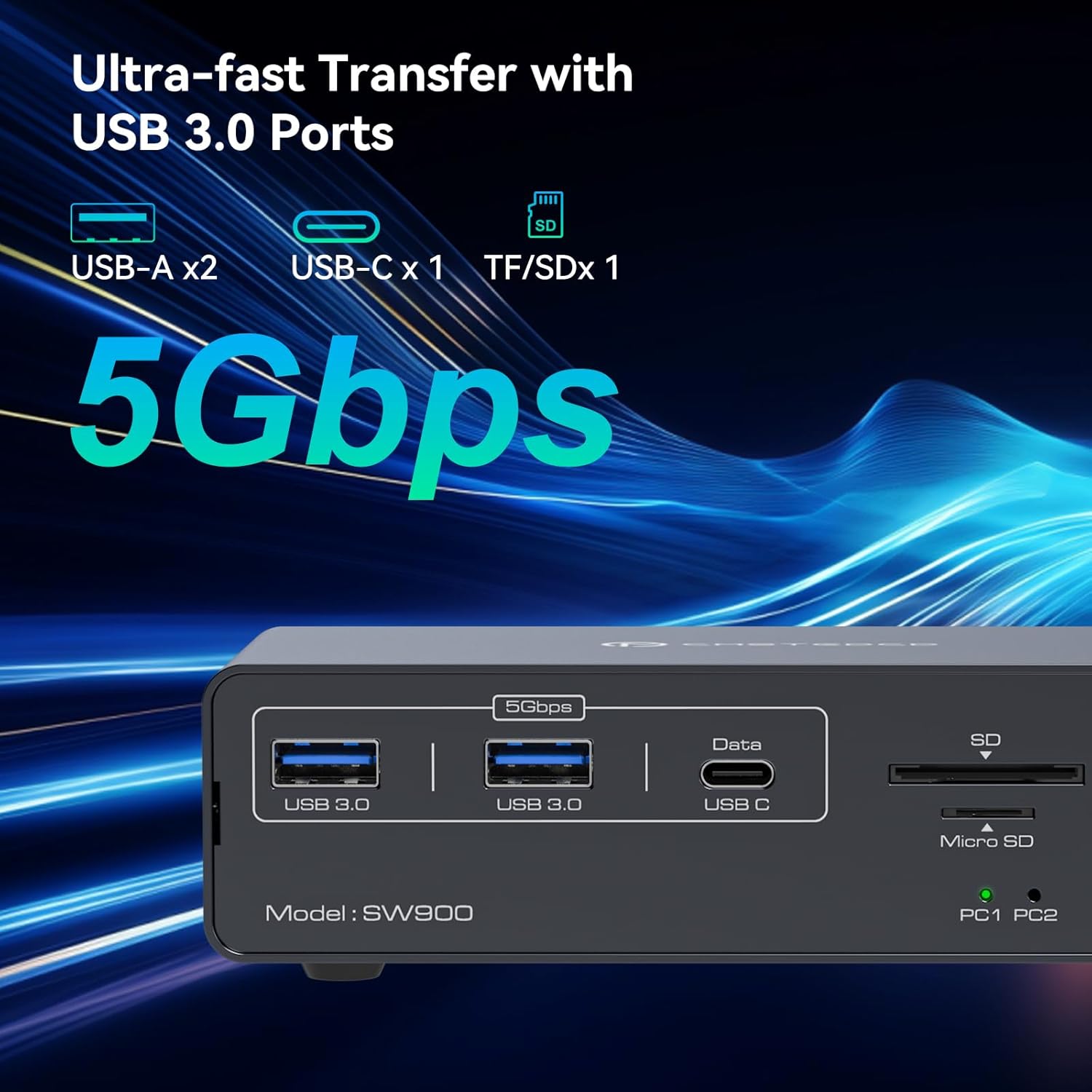 USB C KVM Switch Docking Station for 2 Montors 2 Laptops or MacBook with Displaylink,14-in-1 Thunderbolt Docking Station Support Extended/Copy Mode with 4K@60Hz HDMI and Displayport Dual Display Out