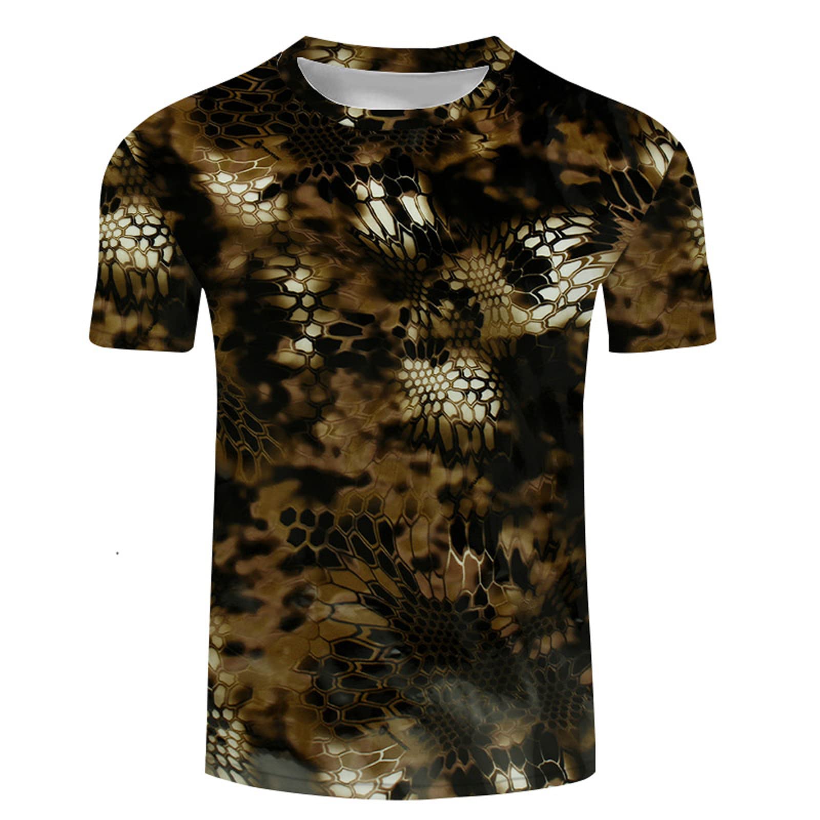 Koszulka męska z krótkim rękawem, na czas wolny, sportowa, 3D, zabawny nadruk, na lato, krój slim fit, luźna grafika, okrągły dekolt, dla mężczyzn, brąz, XXL
